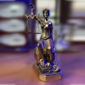 La Justicia Sentada en Globo 10 x 18 cm