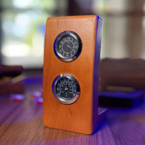 Reloj Escritorio con Termómetro Madera 8 x 14 cm